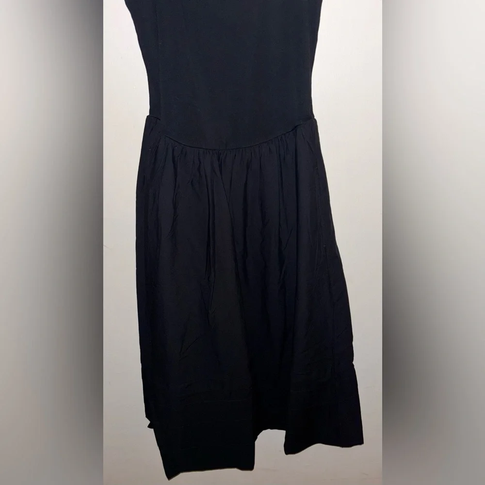 NWT J.Crew Petite Drop Waist Mixy Dress Black Size PXS Midi Dress Preppy Casual